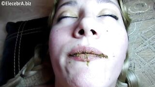 Elecebra eating chewing and swallowing shit in extreme scat movie