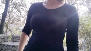 Girl is having public sex during walking the dog