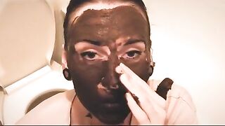 Sweet Betty covers her entire face with poop and then sucks dick