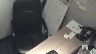 Pervert secretary got caught on security cam masturbating