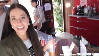 Czech couple offered to have foursome fun outdoors in quite garage area
