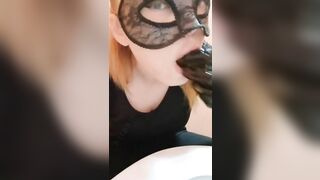 Perv Blonde girl shits in public toilet and swallows all her poop xxx porn video