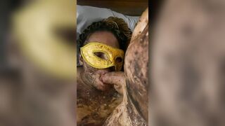 Fully covered in dry shit ebony BBW blowjob and pee drinking xxx porn video