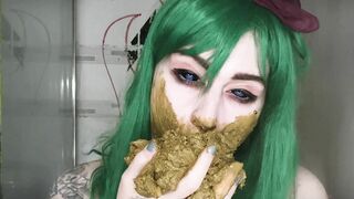 Scat smearing solo girl covers her face in shit xxx porn video