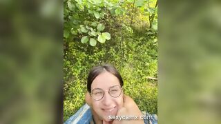 Two cute teen babes get fucked hard outdoor in the nature