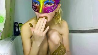 Poop eating fetish Blonde smearing shit xxx
