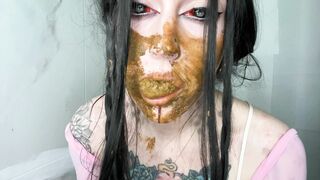 Extreme scat eating and vomiting by hot tattooed alternative girl