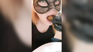 Hot girl pooping in public toilet then eats that all shit