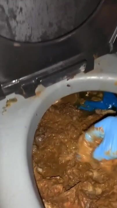 Disgusting porta potty scat domination