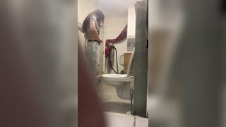 Girl peeing in the toilet filmed with hidden cam
