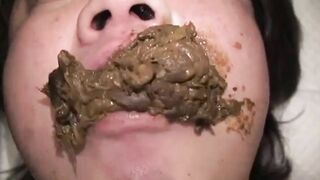 Scat Japanese femdom feeding human toilet slave with shit compilation