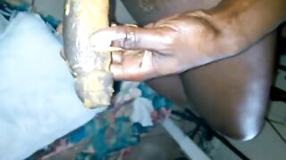 Ebony BBW scat whore sucking shitty black cock after messy anal sex