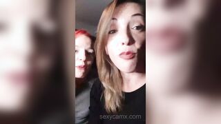Two MILF sluts fuck stranger in public and share facial