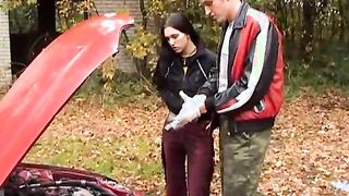 Her Car Breaks Down Bitch Cant Fix It, Guy Appears Fixes Car Rapes The Bitch