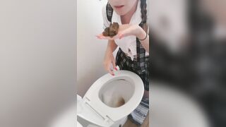 Naughty Schoolgirl’s Dirty Scat Play: Smearing & Tasting Her Shit